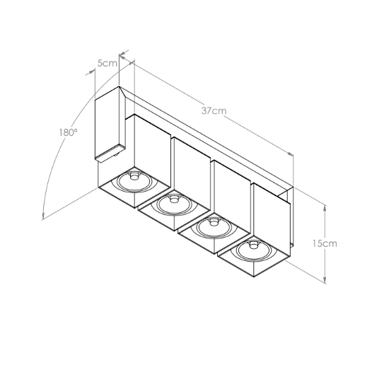 BLOCK PLAFON BIVOLT 37X7X14CM 4X AR70 | BELLA ITALIA PL10508