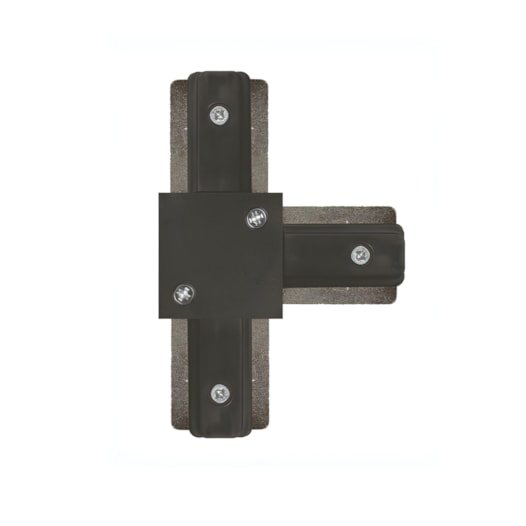 CONECTOR DE METAL EM T PARA TRILHO ELETRIFICADO 10,62X7,06CM ALUMÍNIO E PLÁSTICO PRETO | STIDIOLUCE QCN908-PT