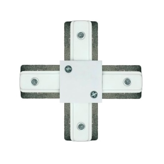 CONECTOR DE METAL EM X PARA TRILHO ELETRIFICADO 10,62X10,62CM ALUMÍNIO E PLÁSTICO BRANCO | STIDIOLUCE QCN909-BR