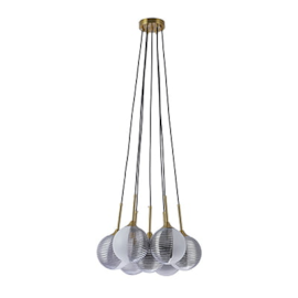 CONJUNTO DE PENDENTES DRUER LIN Ø46X15CM METAL E VIDRO DOURADO E FUMÊ | NORDECOR 2206