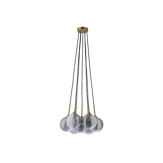 CONJUNTO DE PENDENTES DRUER LIN Ø46X15CM METAL E VIDRO DOURADO E FUMÊ | NORDECOR 2206