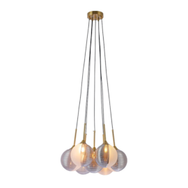 CONJUNTO DE PENDENTES DRUER LIN Ø46X15CM METAL E VIDRO DOURADO E FUMÊ | NORDECOR 2206 CONJUNTO DE PENDENTES DRUER LIN Ø46X15CM METAL E VIDRO DOURADO E FUMÊ | NORDECOR 2206
