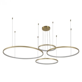 CONJUNTO DE PENDENTES LED DAIRE 3000K 110W BIVOLT Ø150X500CM ALUMÍNIO DOURADO FOSCO | NORDECOR 2192