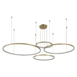 CONJUNTO DE PENDENTES LED DAIRE 3000K 110W BIVOLT Ø150X500CM ALUMÍNIO DOURADO FOSCO | NORDECOR 2192 CONJUNTO DE PENDENTES LED DAIRE 3000K 110W BIVOLT Ø150X500CM ALUMÍNIO DOURADO FOSCO | NORDECOR 2192