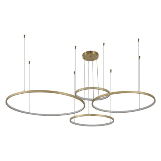 CONJUNTO DE PENDENTES LED DAIRE 3000K 110W BIVOLT Ø150X500CM ALUMÍNIO DOURADO FOSCO | NORDECOR 2192 CONJUNTO DE PENDENTES LED DAIRE 3000K 110W BIVOLT Ø150X500CM ALUMÍNIO DOURADO FOSCO | NORDECOR 2192