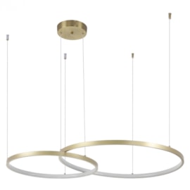 CONJUNTO DE PENDENTES LED DAIRE 3000K 49W BIVOLT Ø100X180CM ALUMÍNIO DOURADO FOSCO | NORDECOR 2237