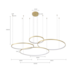 CONJUNTO DE PENDENTES LED DAIRE GR 3000K 132W BIVOLT Ø150X500CM DOURADO FOSCO | NORDECOR 2525