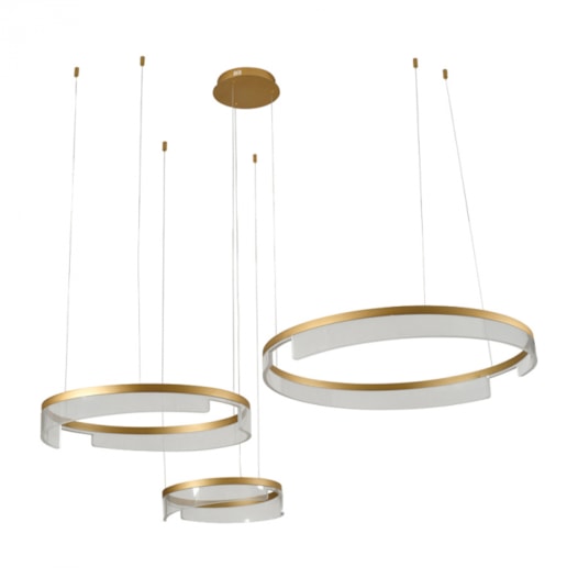 CONJUNTO DE PENDENTES LED VÉU REDONDO 3000K 89W BIVOLT DOURADO E TRANSPARENTE | STUDIOLUCE PD1789 CONJUNTO DE PENDENTES LED VÉU REDONDO 3000K 89W BIVOLT DOURADO E TRANSPARENTE | STUDIOLUCE PD1789
