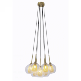 CONJUNTO DE PENDENTES LIRA Ø46X15CM METAL E VIDRO DOURADO | NORDECOR 2209 CONJUNTO DE PENDENTES LIRA Ø46X15CM METAL E VIDRO DOURADO | NORDECOR 2209