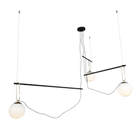 CONJUNTO DE PENDENTES LUKO TRI 300X130CM METAL E VIDRO PRETO E DOURADO | NORDECOR 2124 CONJUNTO DE PENDENTES LUKO TRI 300X130CM METAL E VIDRO PRETO E DOURADO | NORDECOR 2124