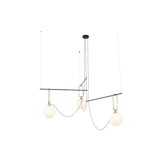 CONJUNTO DE PENDENTES MOB METAL E VIDRO DOURADO, PRETO E BRANCO 3XE14 | BELLA ILUMINAÇÃO YD003 CONJUNTO DE PENDENTES MOB METAL E VIDRO DOURADO, PRETO E BRANCO 3XE14 | BELLA ILUMINAÇÃO YD003