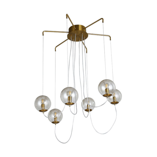 CONJUNTO DE PENDENTES RION Ø60X200CM METAL E VIDRO DOURADO E TRANSPARENTE | NORDECOR 2117