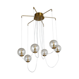 CONJUNTO DE PENDENTES RION Ø60X200CM METAL E VIDRO DOURADO E TRANSPARENTE | NORDECOR 2117 CONJUNTO DE PENDENTES RION Ø60X200CM METAL E VIDRO DOURADO E TRANSPARENTE | NORDECOR 2117