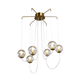 CONJUNTO DE PENDENTES RION Ø60X200CM METAL E VIDRO DOURADO E TRANSPARENTE | NORDECOR 2117 CONJUNTO DE PENDENTES RION Ø60X200CM METAL E VIDRO DOURADO E TRANSPARENTE | NORDECOR 2117
