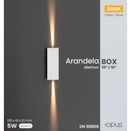 DESIGN ARANDELA 3000K 4W BIVOLT 12X4,2X3,2CM ABERTURA 10°/10° POLICARBONATO BRANCO | OPUS LED OPS 80808