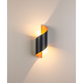 DESIGN ARANDELA SUNDAE 3000K 10W 10X28CM ALUMÍNIO PRETO E DOURADO | OPUS LED OPS 85216