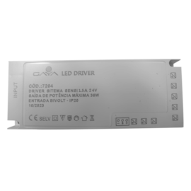 DRIVER 36W 24V ENTRADA BIVOLT 2X5,7X14CM | GAYA 7204