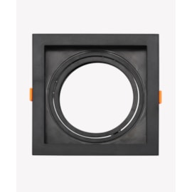 ECO SPOT DE EMBUTIR RECUADO QUADRADO FACHO ORIENTÁVEL AR111 17X17X4,3CM POLICARBONATO PRETO | OPUS LED OPS 80761