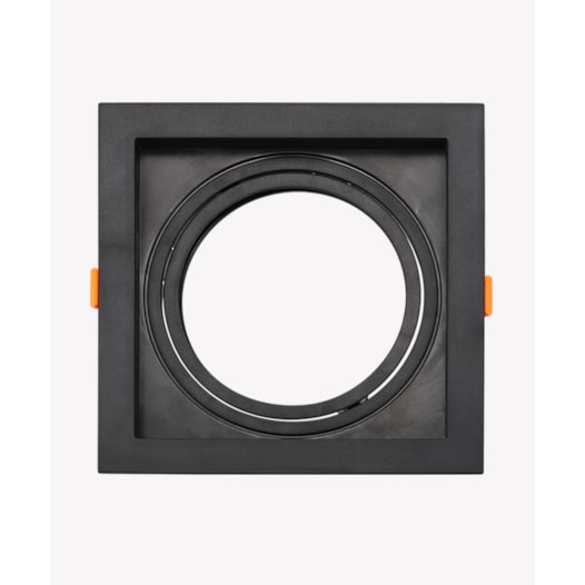 ECO SPOT DE EMBUTIR RECUADO QUADRADO FACHO ORIENTÁVEL AR111 17X17X4,3CM POLICARBONATO PRETO | OPUS LED OPS 80761