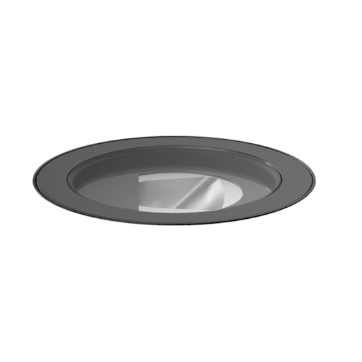 EMBUTIDO DE SOLO CHÃO LED FLAT IN REDONDO ASSIMÉTRICO EXTERNO PRETO TEXTURIZADO IRC>80 8W 2700K | INTERLIGHT 3639-AS-S