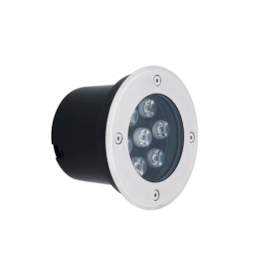 EMBUTIDO DE SOLO CHÃO LED REDONDO EXTERNO VERDE 7W BIVOLT Ø13X9CM CROMADO E PRETO | GAYA 9727