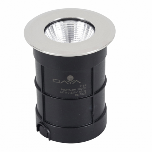 EMBUTIDO DE SOLO LED COB REDONDO EXTERNO 3000K 4W BIVOLT Ø7,5X8,95CM CROMADO E PRETO | GAYA 3164 EMBUTIDO DE SOLO LED COB REDONDO EXTERNO 3000K 4W BIVOLT Ø7,5X8,95CM CROMADO E PRETO | GAYA 3164