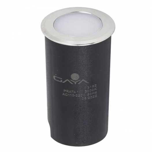 EMBUTIDO DE SOLO LED COB REDONDO EXTERNO 6000K 1W BIVOLT Ø4,8X8,2CM CROMADO E PRETO | GAYA 3163 EMBUTIDO DE SOLO LED COB REDONDO EXTERNO 6000K 1W BIVOLT Ø4,8X8,2CM CROMADO E PRETO | GAYA 3163