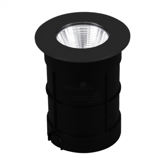 EMBUTIDO DE SOLO LED COB REDONDO EXTERNO 6000K 4W BIVOLT Ø4,8X8,2CM PRETO | GAYA 3363