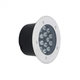 EMBUTIDO DE SOLO LED REDONDO EXTERNO VERDE 15W BIVOLT Ø18X9CM CROMADO E PRETO | GAYA 9730