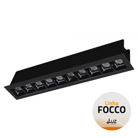 EMBUTIDO FOCCO LED 3000K 20W 4,5X28X5,0CM ALUMÍNIO PRETO| +LUZ EMB-160/20.30PT
