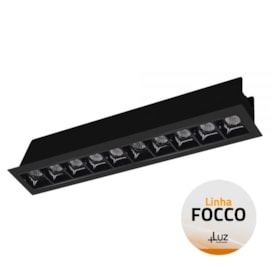 EMBUTIDO FOCCO LED 4000K 20W 4,5X28X5,0CM ALUMÍNIO PRETO| +LUZ EMB-160/20.40PT