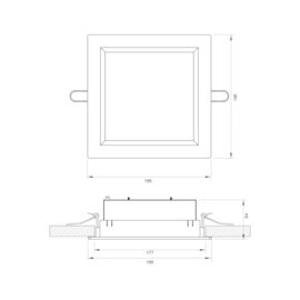 EMBUTIDO QUADRADO PETRA 17W 19,5X19,5X6,4CM BRANCO | MISTERLED SLED1120