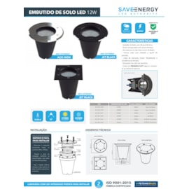 EMBUTIDO SOLO LED JET BLACK 12W 2700K 30G BIVOLT | SAVE ENERGY SE-335.1341 EMBUTIDO SOLO LED JET BLACK 12W 2700K 30G BIVOLT | SAVE ENERGY SE-335.1341