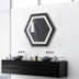 ESPELHO HEXAGONAL Ø60CM - BASE MARROM COM LED | DNA ESPE-HEX-60-MR-LED 2700/4000K