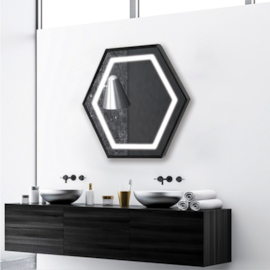 ESPELHO HEXAGONAL Ø60CM BEEHIVE LIGHT COM LED | DNA ESPE-HEX-60 - Dna Lustres - 2700/4000K - Preto ESPELHO HEXAGONAL Ø60CM BEEHIVE LIGHT COM LED | DNA ESPE-HEX-60 - Dna Lustres - 2700/4000K - Preto