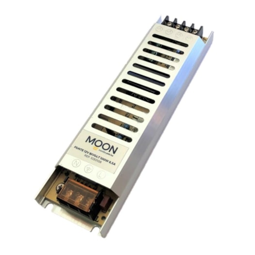 FONTE 12V 100W 8,5A PARA FITA/PLACA LED BIVOLT | MOON 1030108 FONTE 12V 100W 8,5A PARA FITA/PLACA LED BIVOLT | MOON 1030108