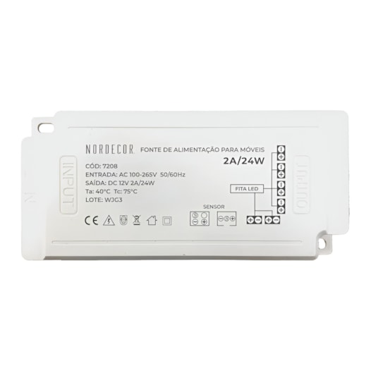 FONTE DRIVER 2A PARA FITA LED 24W | NORDECOR 7208