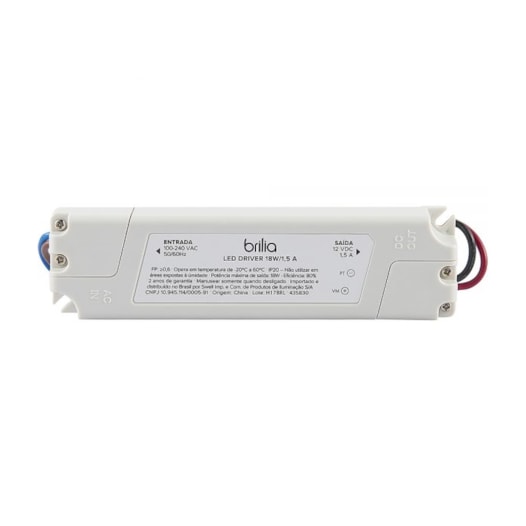 FONTE DRIVER INTELLIGENT 1,5A 18W 12V ALUMÍNIO BRANCO | BRILIA 435830 FONTE DRIVER INTELLIGENT 1,5A 18W 12V ALUMÍNIO BRANCO | BRILIA 435830