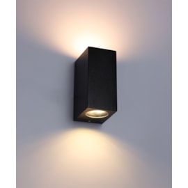 HOME ARANDELA DE PAREDE DUBLÊ FACHO DUPLO EXTERNO 1XMR16 15X9,5X7,2CM ABS E VIDRO PRETO | OPUS LED OPS 81225