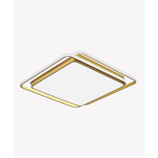 HOME PLAFON DE SOBREPOR LED HOOP MULTITEMPERATURA 72W BIVOLT 50X50X6CM FERRO E ACRÍLICO DOURADO | OPUS LED OPS 82925