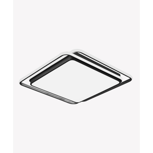 HOME PLAFON DE SOBREPOR LED HOOP MULTITEMPERATURA 72W BIVOLT 50X50X6CM FERRO E ACRÍLICO PRETO | OPUS LED OPS 82918