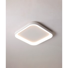 HOME PLAFON DE SOBREPOR LED SQUARE QUADRADO 3000K 32W BIVOLT 38X38X6,5CM ALUMÍNIO BRANCO | OPUS LED OPS 85452