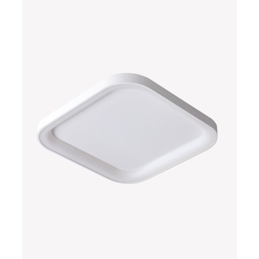 HOME PLAFON DE SOBREPOR LED SQUARE QUADRADO 3000K 42W BIVOLT 48X48X6,5CM ALUMÍNIO BRANCO | OPUS LED OPS 85469