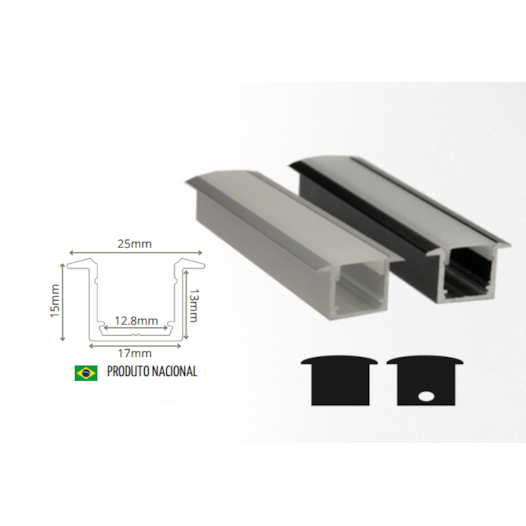 KIT PERFIL C/ FITA LED ANODIZADO EMBUTIR | BELLUCE ILUMINAÇÃO BLL-13732 KIT PERFIL C/ FITA LED ANODIZADO EMBUTIR | BELLUCE ILUMINAÇÃO BLL-13732