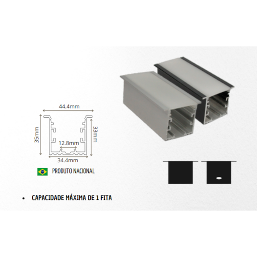 KIT PERFIL C/ FITA LED BRANCO EMBUTIR | BELLUCE ILUMINAÇÃO BLL-13738 KIT PERFIL C/ FITA LED BRANCO EMBUTIR | BELLUCE ILUMINAÇÃO BLL-13738