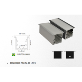 KIT PERFIL C/ FITA LED PRETO EMBUTIR | BELLUCE ILUMINAÇÃO BLL-13739 KIT PERFIL C/ FITA LED PRETO EMBUTIR | BELLUCE ILUMINAÇÃO BLL-13739