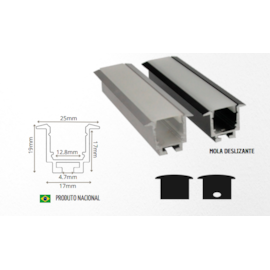 KIT PERFIL C/ FITA LED PRETO EMBUTIR | BELLUCE ILUMINAÇÃO BLL-14875 KIT PERFIL C/ FITA LED PRETO EMBUTIR | BELLUCE ILUMINAÇÃO BLL-14875
