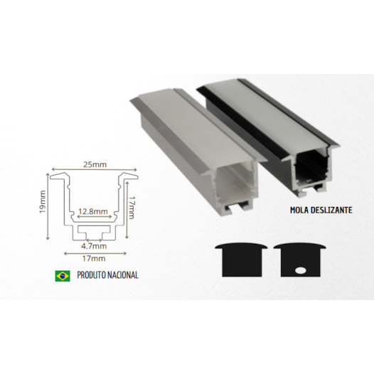 KIT PERFIL C/ FITA LED PRETO EMBUTIR | BELLUCE ILUMINAÇÃO BLL-14875