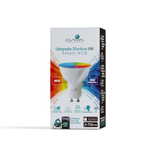 LÂMPADA DICRÓICA PAR16 SMART 5W RGBW GU10 BIVOLT | GAYA 9816 LÂMPADA DICRÓICA PAR16 SMART 5W RGBW GU10 BIVOLT | GAYA 9816