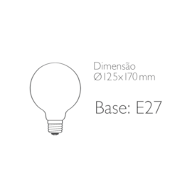 LÂMPADA FILAMENTO BIANCO G125 5W 2700K BIVOLT | ROMALUX 70280 LÂMPADA FILAMENTO BIANCO G125 5W 2700K BIVOLT | ROMALUX 70280